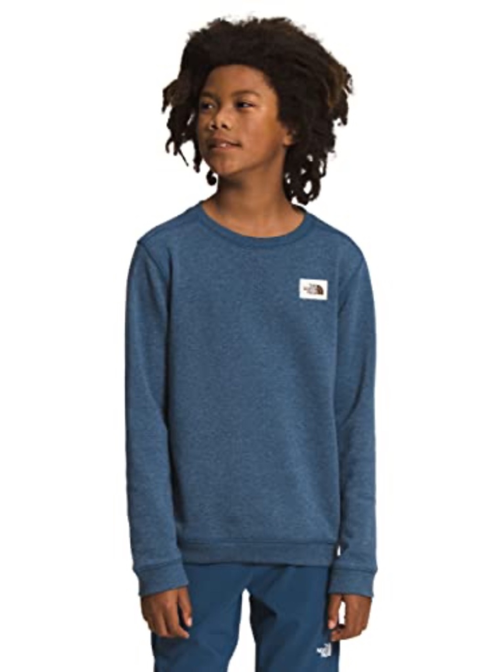 The North Face Heritage Patch Blue Crewneck Sweatshirt Unisex Boys L 12
